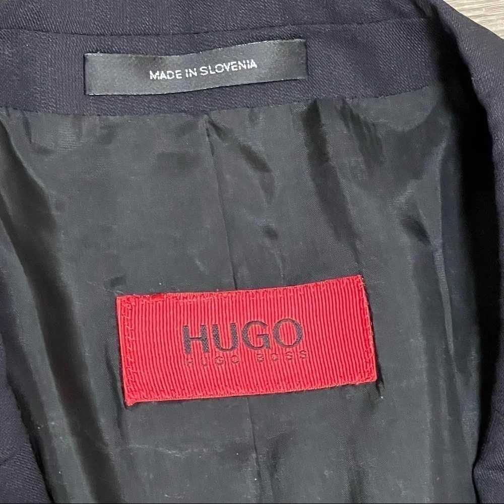 Hugo Boss Albo/Hago Mens 3 Button Front Blazer jacket Sz 44R Navy Blue Wool.